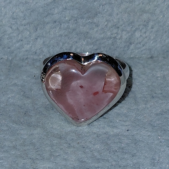 Strawberry Quartz Silver Heart Ring - Picture 10 of 15